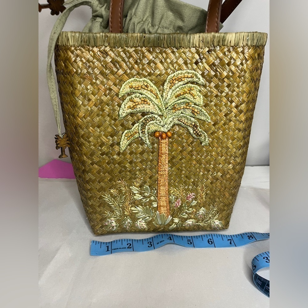 Cappelli Straworld STRAW Wooden Painted Beaded Tote Purse Shoulder Bag - Picture 3 of 12